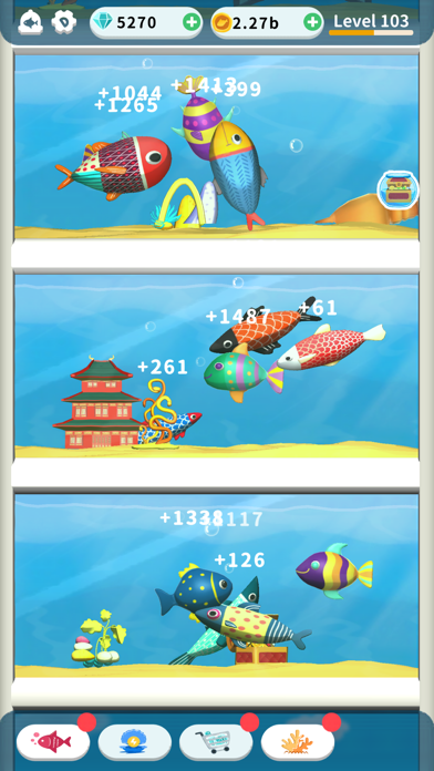 Official Aquarium King screenshot: aquariums full of colorful fish